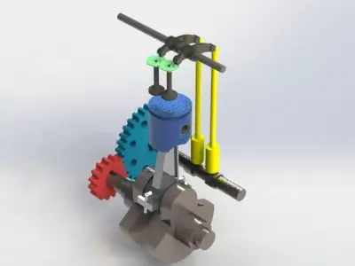 engine machine with gears 3D print model