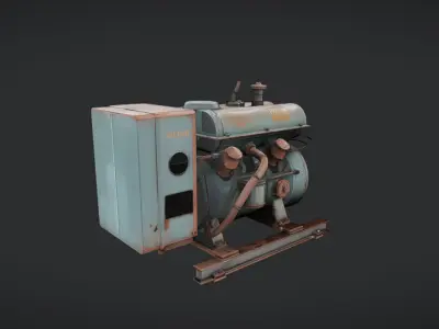 Industrial diesel engine generator unit 3D model