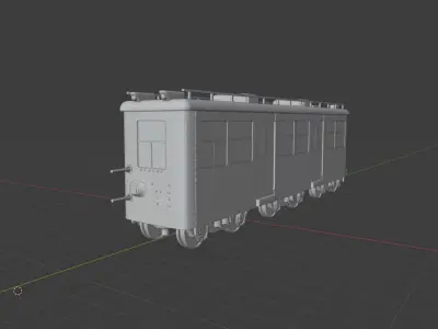 Train wagon Railroad Passenger Car Low-poly 3D model