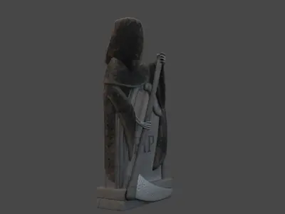 Grave statue of grim reaper Low-poly 3D model