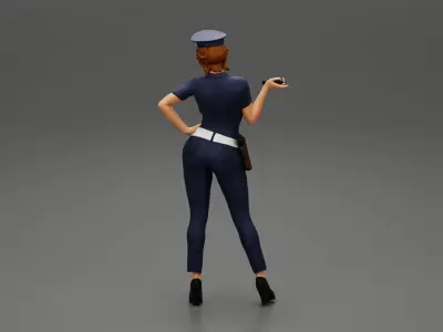 sexy officer police woman posing 3D print model