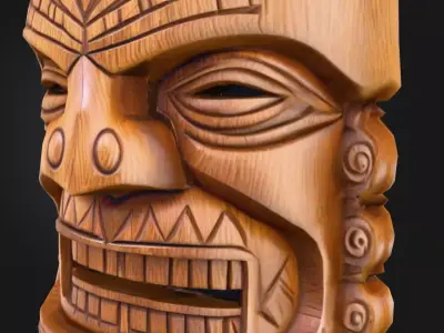 Ancient Tiki Guardian Low-poly 3D model