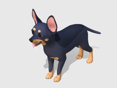 Cartoon Dog - Toy Terrier Low-poly 3D model