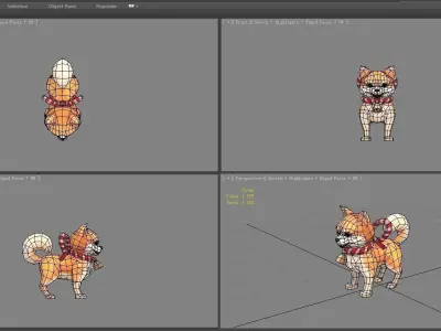 Cartoon Akita Inu - Shiba dog Low-poly 3D model