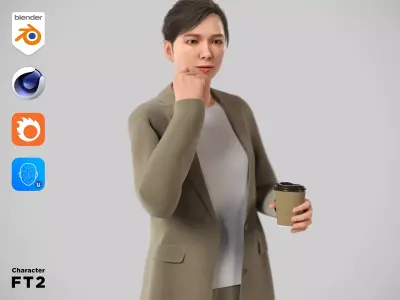 Modular Character - Asian Business Woman - FT2 Low-poly 3D model