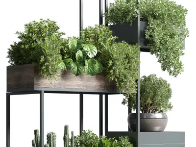 Collection Outdoor Indoor plant stand metal wood vase 3D model