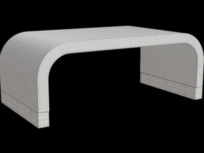 Light Beige Round Rectangle Bohemian Coffee Table Low-poly 3D model