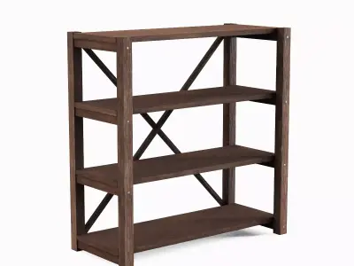 Wide Pottery Shelf 04 Low-poly 3D model