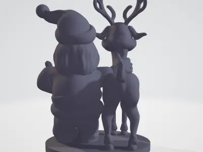 3D Printable  Funny Santa Claus with Deer - Christmas decoration 3D print model