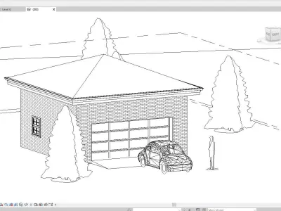 Garage with car 3D model