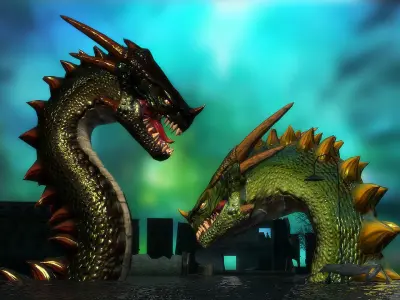 Water dragon Low-poly 3D model