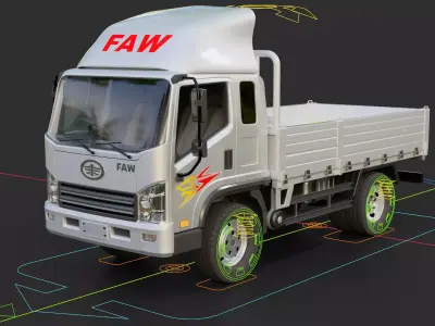 Faw Tiger Flatbed Truck 3D model