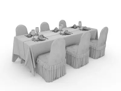 Banquet Table and Chair 112 3D model