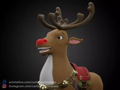 Rudolph Reindeer Cartoon Low-poly 3D model