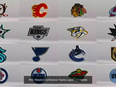 NHL Western Conference Teams Logos 3D Model Pack