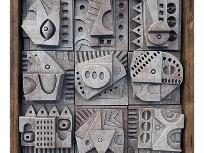 Panel decorative cube Hieroglyphs  n4 3D model