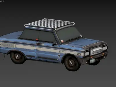 3D model of a car with a roof rack Low-poly 3D model