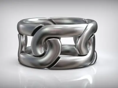 Miami Cuban Chain Link Ring Free 3D print model