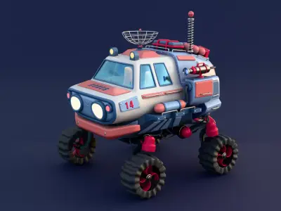 Stylized planetary rover 3D model