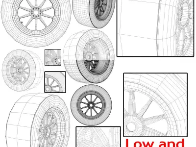 18 inches Medium front tyre Low-poly 3D model