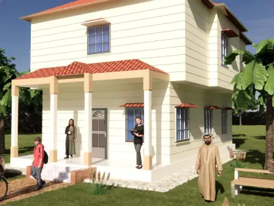 duplex villa exterior design 3D model