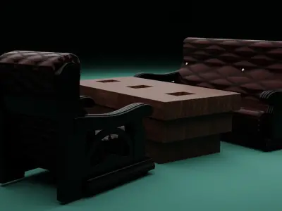 Leather finished 5 Seater SOFA Free 3D model