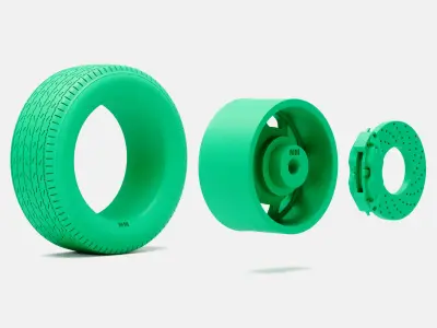 15x8 Bassett D-Hole Wheel Goodyear Blue Streak 600 Tire 3D print model