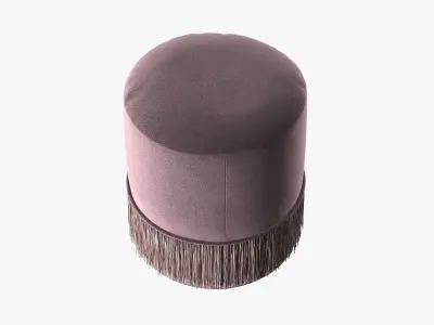 Teddy Velvet Pouf in PinkBlue Low-poly 3D model