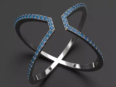 Jewelry ring with diamonds 3D print model 3D print model