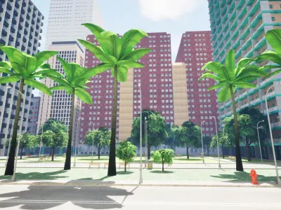 City Downtown Skyscraper Street - Unreal - Lot 08 Low-poly 3D model
