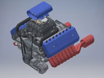 W16 Engine with Supercharger 3D model