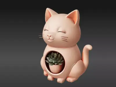 Adorable Pot 3D Model Original Decorative Planter Print-Ready 3D print model