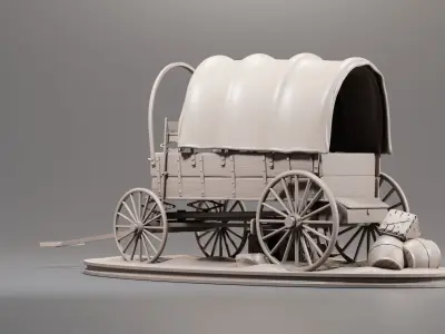 Diorama I modeled of a Chariot of the American West 3D print model