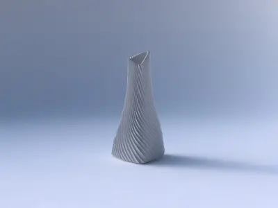 Vase grounded tilted triangle with bent extruded lines 2 3D print model