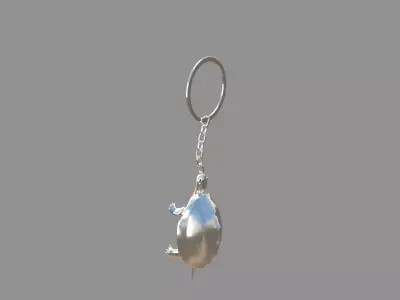 Turtle keychain silver 3D model