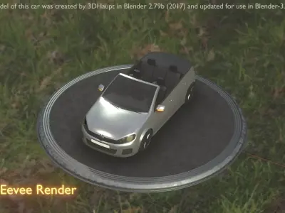 City Car 66 Compact Class Convertible Open Type-C Silver  Low-poly 3D model