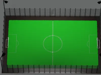 Mini football field with artificial grass 3D model