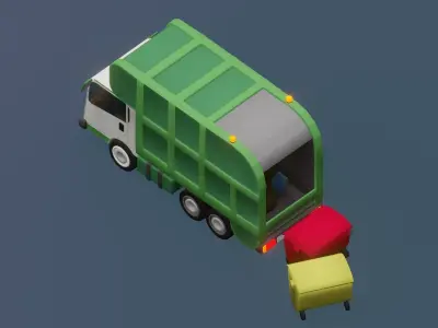 toon garbage truck Low-poly 3D model
