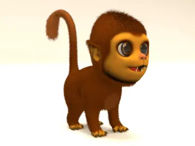 cartoon monkey Low-poly 3D model