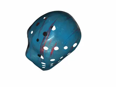 Low-poly blue hockey goalie mask Low-poly 3D model