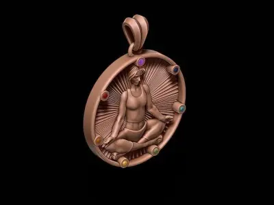 Yoga pendant with gems 3D print model