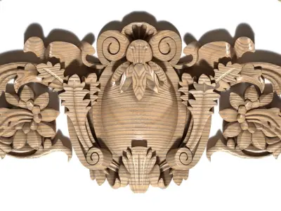 Cartouche-036 carved ornate crown molding 3D model