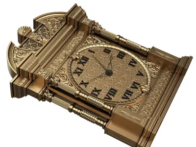 Classic Clock 014 Gold Low-poly 3D model