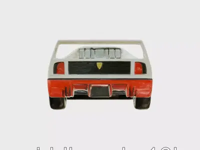 Ferrari F40 Carbon Fiber Twin Turbo 1980s Supercar Low-poly 3D model
