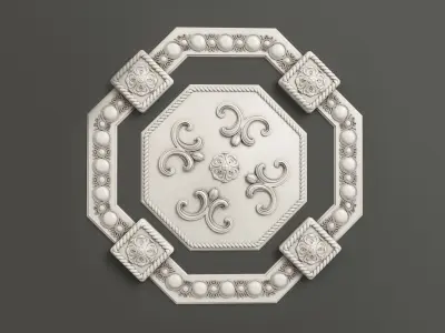 Rosette 1 octagonal ceiling medallion 3D model