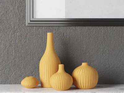 Fireplace with Chevron Screen 3D model