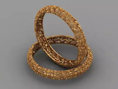 Indian gold bangle jewellery for woman 3D print model