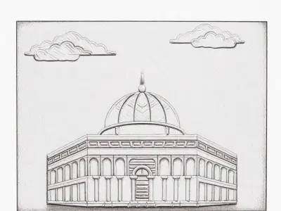 3d modern Dome of the Rock 3D Wall Panel Relief CNC 01 3D model