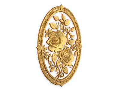 Classic oval carved decor ornament 03  3D model