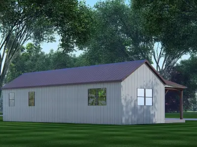 Modern Barndominium 3D Model  Barn Style Residence Design 3D model